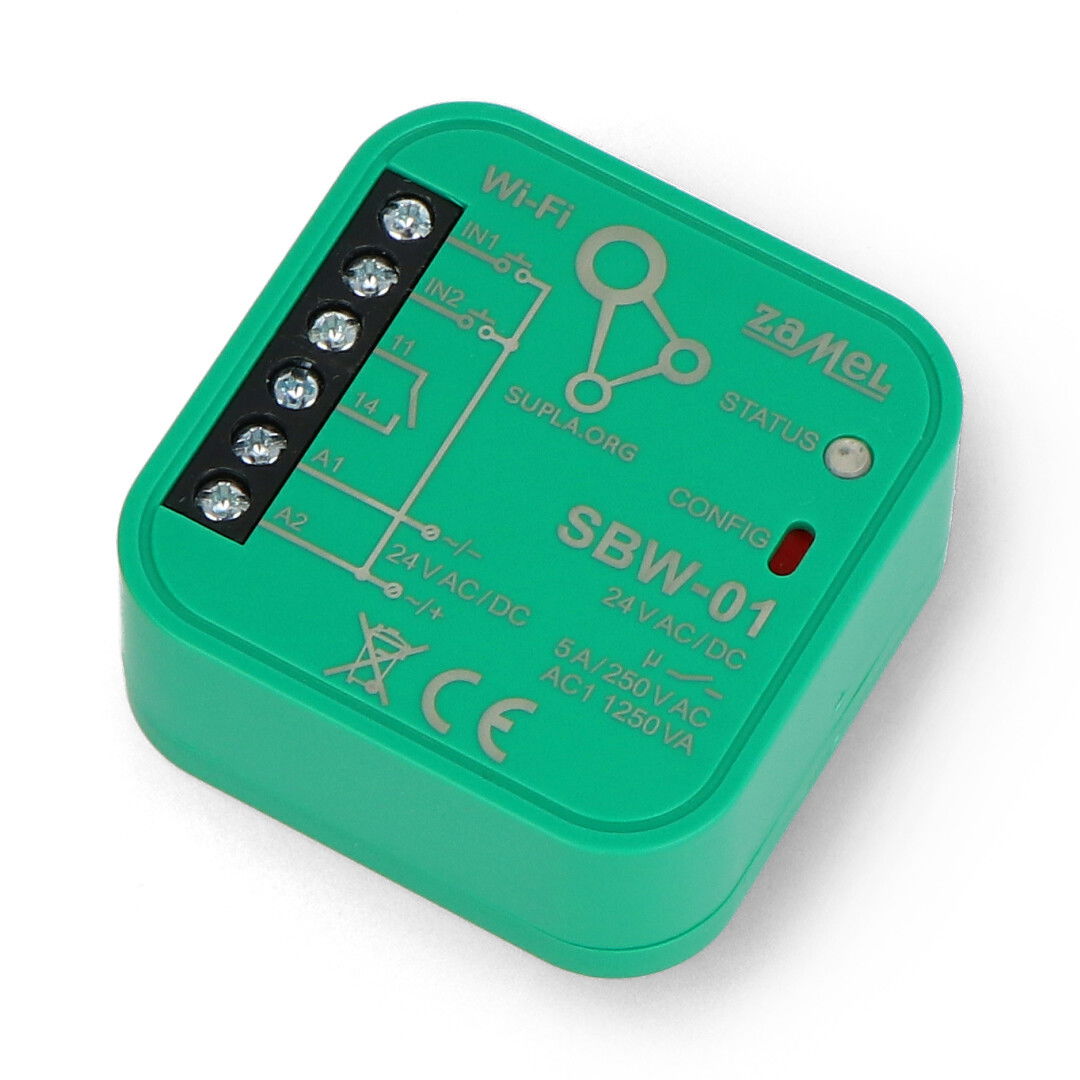 Zamel Supla SBW-01 - 1-kanałowy dwukierunkowy sterownik bramy 24 V WiFi - aplikacja Android / iOS