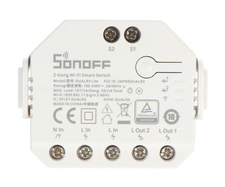 Sonoff Dual R3 Lite - podwójny przełącznik przekaźnik WiFi - sterownik rolet