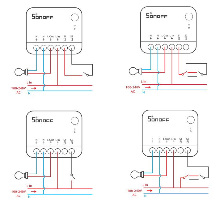 Schemat podłączenia modułu Sonoff Mini R4