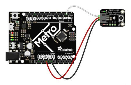 TSMP96000 Code Learning - odbiornik podczerwieni IR 20 - 60 kHz - STEMMA JST PH 2 mm - Adafruit 5970