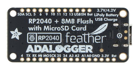 Feather RP2040 Adalogger - 8 MB Flash - moduł z czytnikiem microSD - STEMMA QT / Qwiic - Adafruit 5980