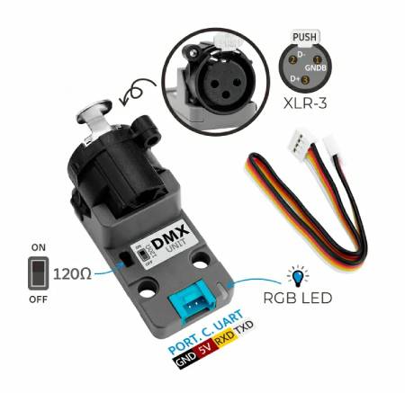 DMX - moduł komunikacyjny z izolowanym transceiverem RS485 - moduł rozszerzeń Unit - M5Stack U183