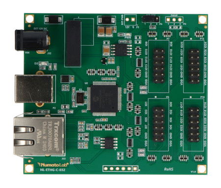 Numato Lab - 32-kanałowy moduł Ethernet GPIO z wejściami analogowymi - złącza na górze - NLETHGC032-HT