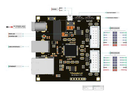 Numato Lab - 16-kanałowy moduł Ethernet GPIO z wejściami analogowymi - złącza na górze - NLETHGC016-HA