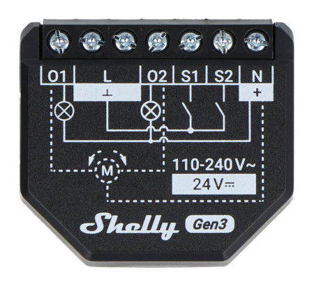 Shelly Plus 2PM Gen3 - 2-kanałowy przekaźnik dopuszkowy / sterownik rolet WiFi 230 V - aplikacja Android / iOS