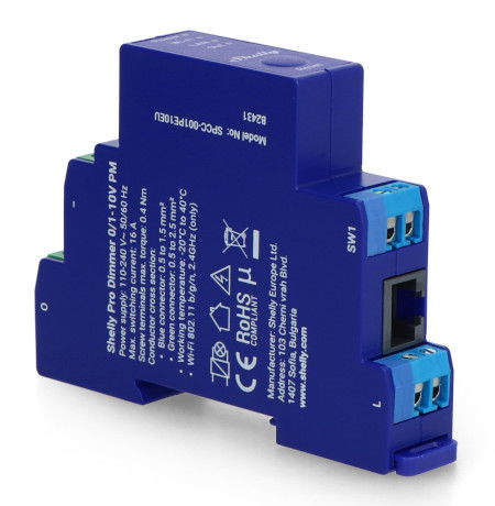 Shelly Pro Dimmer 0/1 - 10 V PM - 1-kanałowy sterownik oświetlenia WiFi na szynę DIN