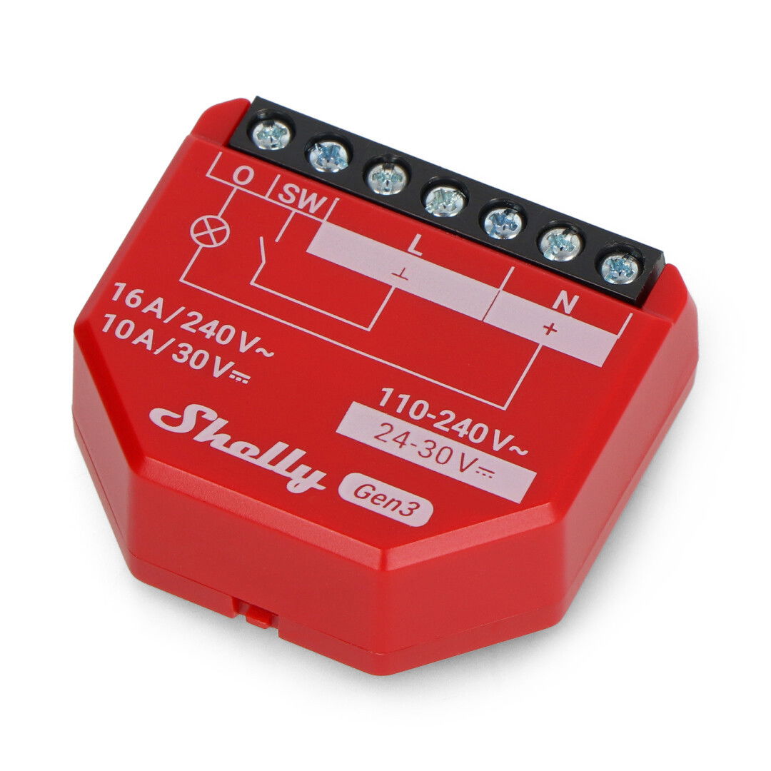 Shelly 1PM Gen3 - 1x Relais AC 110 - 240 V, DC 24 - 30 V, WiFi / Bluetooth 16 A - Energiemessung - Android / iOS App