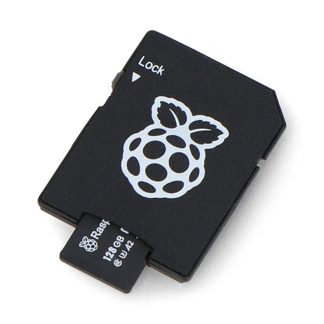 Karta pamięci Raspberry microSD 128 GB 100 MB/s klasa A2 z systemem Raspberry Pi OS - z adapterem oraz etui w zestawie