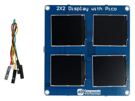 Moduł 4 kwadratowych wyświetlaczy IPS TFT 1,54'' 240 x 240 px - Raspberry Pi Pico W, RTC, BME280 - SB Components SKU30293