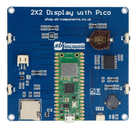 Moduł 4 kwadratowych wyświetlaczy IPS TFT 1,54'' 240 x 240 px - Raspberry Pi Pico W, RTC, BME280 - SB Components SKU30293