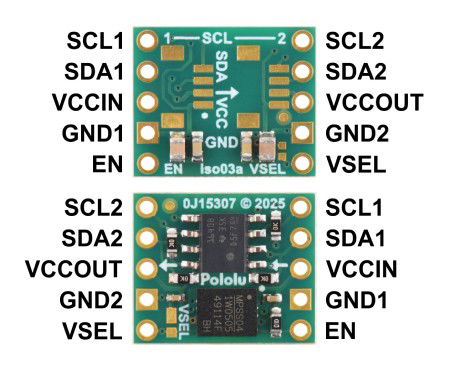 ISO1640 - dwukierunkowy izolator I2C z izolowanym zasilaniem bez złączy - 5 V / 3,3 V, 200 mA - Pololu 5392
