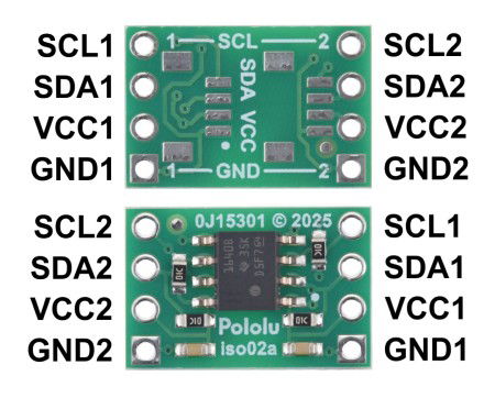 ISO1640 - dwukierunkowy izolator I2C bez złączy - 3 - 5,5 V / 2,25 - 5,5 V - Pololu 5390