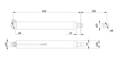 Wymiary siłownika TLA-2