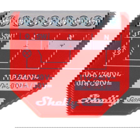 Shelly 1PM Gen4 - 1x przekaźnik AC 110 - 240 V, DC 24 - 30 V, WiFi / Bluetooth / ZigBee / Matter 16 A - pomiar energii - aplikacja Android / iOS