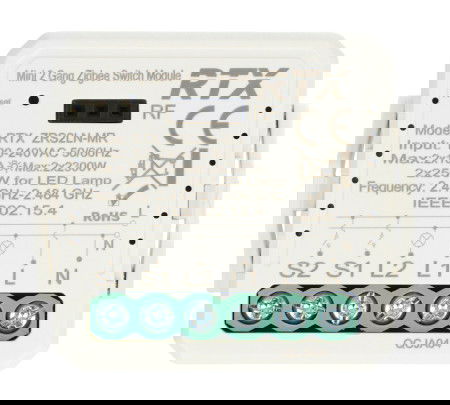 Tuya - dwukanałowy mini przekaźnik 10 A - ZigBee - aplikacja Android / iOS - RTX ZRS2LN-MR