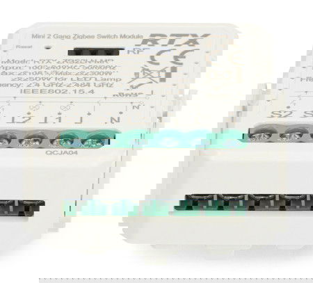 Tuya - dwukanałowy mini przekaźnik 10 A - ZigBee - aplikacja Android / iOS - RTX ZRS2LN-MR