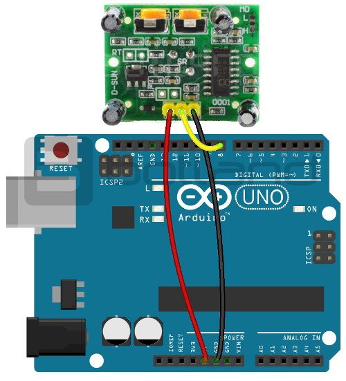 Anschlussplan des Sensors mit dem Arduino-Board.