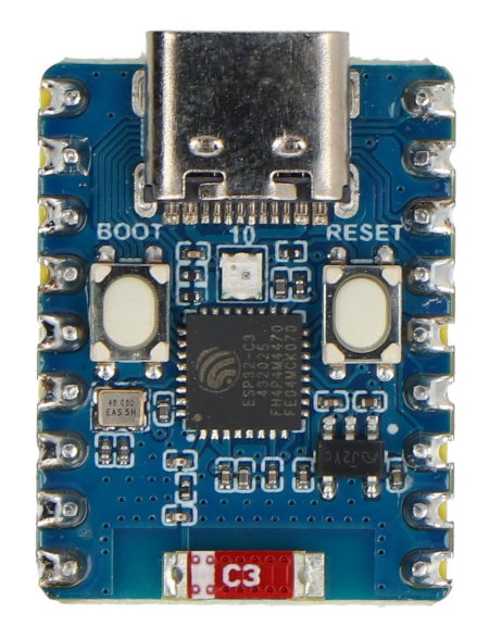 ESP32-C3-Zero – WiFi/Bluetooth-Entwicklungsboard – mit Anschlüssen – ESP32-C3FN4 – Waveshare 25532