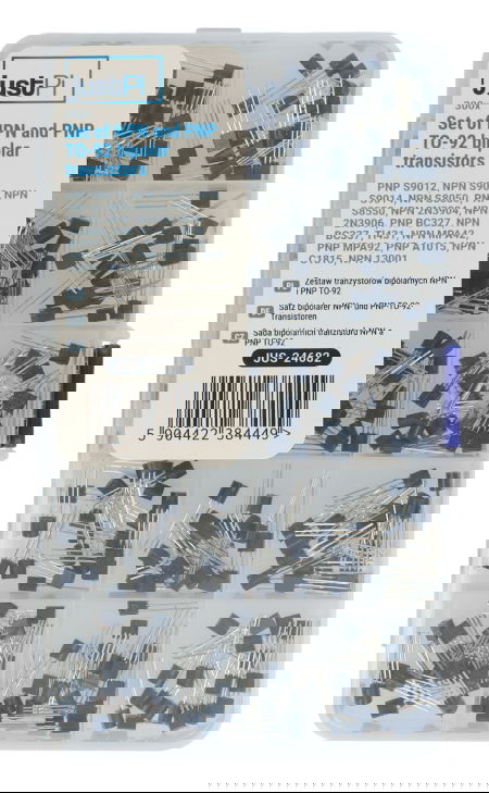 Zestaw tranzystorów bipolarnych NPN i PNP TO-92 - 15 wartości - E49 - 300szt. - justPi