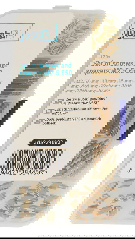 Zestaw śrubek i podkładek dystansowych M2,5 E50 - 120 szt. - justPi