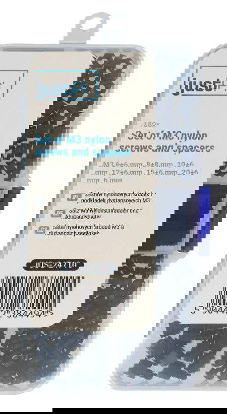 Zestaw nylonowych śrubek i podkładek dystansowych M3 - 180 szt. - justPi