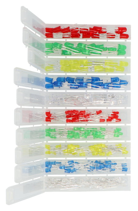 Set mit 3-mm- und 5-mm-LEDs – justPi – 300 Stück + Organizer