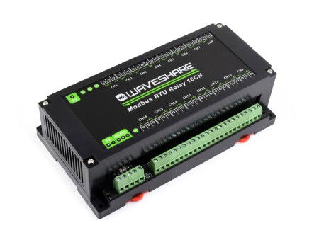 Moduł przekaźników 16 kanałów z optoizolacją - styki 10 A / 250 V AC / 30 V DC - cewka 5 V - Modbus RS485 - Waveshare 17658