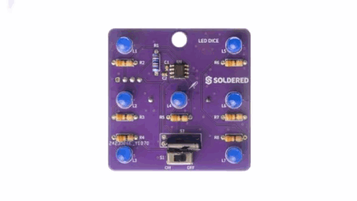 LED dice - zestaw edukacyjny do nauki lutowania - Attiny404 - Soldered 333140