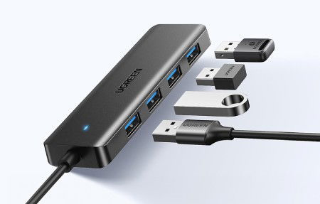 Adapter 4w1 Hub USB typu A - 4x USB typu A 3.0 - czarny - Ugreen 25851