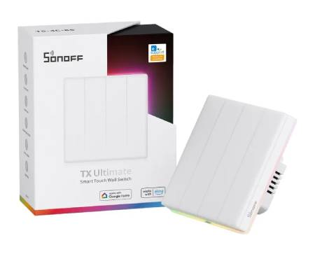 Sonoff TX T5 4C - inteligentny dotykowy przełącznik ścienny WiFi - 4-kanałowy - biały