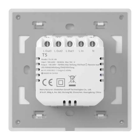 Sonoff TX T5 3C – Intelligenter Touch-WLAN-Wandschalter – 3-Kanal – Weiß
