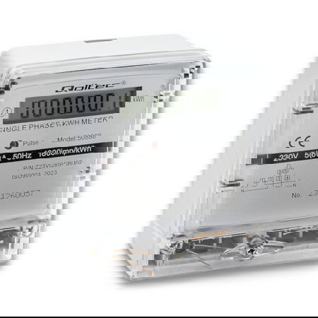 Einphasiger 230-V-Energieverbrauchszähler für DIN-Schiene - Qoltec 50888