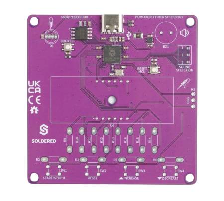 Pomodoro-Timer-Lötset – Lernset zum Lötenlernen – RP2040 – Lötset 333348