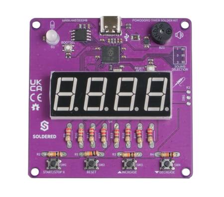Pomodoro-Timer-Lötset – Lernset zum Lötenlernen – RP2040 – Lötset 333348