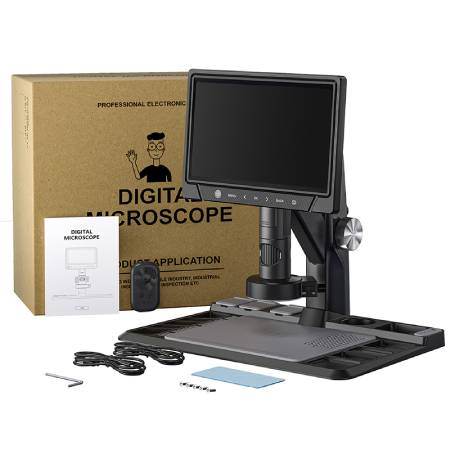 318C Digitalmikroskop - 1600x 12 MPx 28 LED - HD IPS 10,1'' Bildschirm + drahtlose Fernbedienung