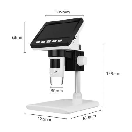 307B Digitalmikroskop – 1000-fache Vergrößerung, 2 MP, 8 LEDs, 4,3-Zoll-LCD-Bildschirm