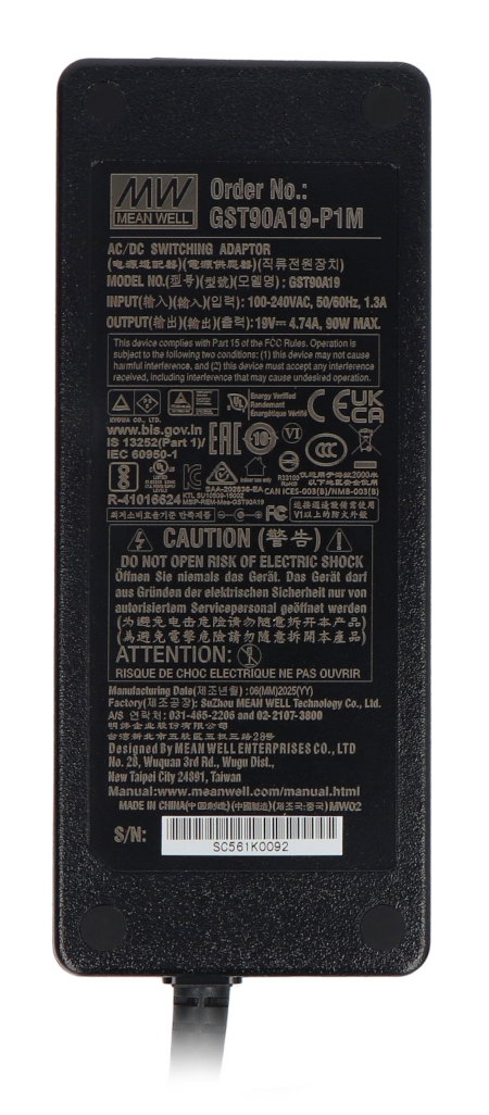 Mean Well GST90A19-P1M 90W 19V/4,74A Netzteil - 5,5/2,5 mm DC-Stecker