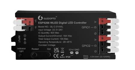 Controller für adressierbare RGB-WLAN-LED-Streifen und -Leisten – ESP8266 – WLED – GL-C-014WL