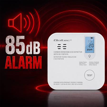 Batteriebetriebener Kohlenmonoxidmelder - WiFi Tuya - Qoltec 52655