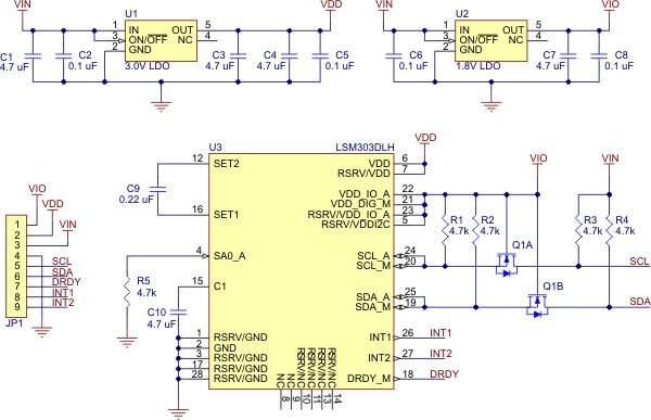 LSM303DLM - schemat elektroniczny